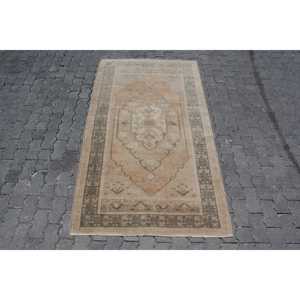 3.7x6.6 ft Turkish Rug, <b>Brown</b> Southwestern Vintage <b>Wool</b> Rug - Product Image 1