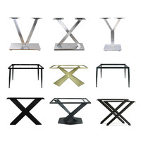 Pieds de table araignée traditionnels en acier inoxydable à hauteur réglable, revêtement poudré noir, couleur personnalisée, OEM, pour table à manger/table basse