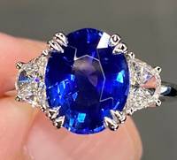 Excepcional Anillo Unisex Vintage de Rodio con Zafiro Ovalado Azul Aciano Intenso de Ceilán, Certificado IGI, de Lujo y Grado Premium