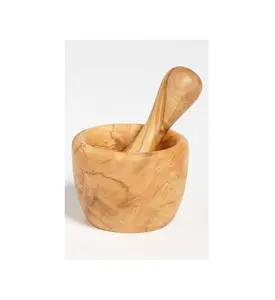 Classic Large Natural Color Custom Laser logo Spice Herb Grinder Bamboo Wooden Mortar and Pestle Set best selling