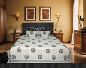 Drap de lit coton bloc à main imprimé Super qualité avec deux oreillers draps de maison et ensembles de literie indiens 100% coton - Product Image 1