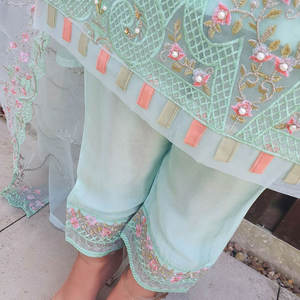 Fashionable Custom <b>Lady</b> Polyester Ruffle Maxi <b>Dress</b> Long Sleeve Embroidered Party <b>Dress</b> Pakistani/Indian Style Fashionable <b>Suit</b> - Product Image 6