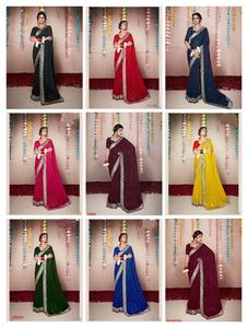 ผ้าซารีโพลีเอสเตอร์พิมพ์ลายขายส่ง เนื้อผ้าเบาสบาย เหมาะสำหรับผู้หญิงใส่ไปงานปาร์ตี้และใส่ลำลอง - Product Image 4