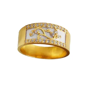 Anillo de Compromiso de Banda Ancha con Diamante Cultivado en Laboratorio de Corte Brillante Redondo de 0.20 Quilates para Mujer en Oro de 18K de Dos Tonos - Product Image 1