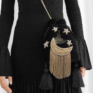 BORDADO DECENTE EN BOLSOS DE MUÑECA POTLI DE TERCIOPELO NEGRO CUENTAS DE CRISTAL EMBELLECEDADAS, BORDADO DE PIEDRA PARA FIESTA/BODA @ 2024 - Product Image 1