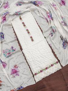 Costume de robe en soie pure pour femmes Chinon avec broderie peinte à la main tissu non tissé quatre saisons accessoires ethniques - Product Image 3