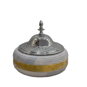 Calentador de alimentos redondo de acero inoxidable dorado hecho a mano de alta calidad, olla caliente con diseño de lujo y tapas de vidrio, los más vendidos - Product Image 5