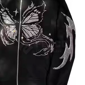 Vente en gros de sweats à capuche en strass pour hommes à bas quantité minimale de commande nouveauté sweats à capuche en strass pour hommes en tissu confortable - Product Image 6