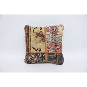 Almohada de retazos Kantha de lana Beige, cojín decorativo de 12x12 pulgadas, tejido bordado, estampado Vintage, cuadrado, portátil, suelo de cama - Product Image 1