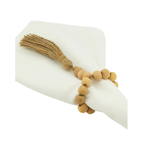 Perle en bois anneaux de serviette de chanvre porte-serviettes pour la décoration de la maison de fête de mariage pour la couleur blanche au meilleur prix - Product Image 5