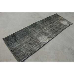 พรมขนสัตว์วินเทจรักษ์โลก ขนาด 2.6x7.3 ฟุต (80x223 ซม.) สีเทา ลายตะวันตกเฉียงใต้แบบตุรกี พร้อมลวดลายปะติดและแผ่นรองยางลาเท็กซ์ - Product Image 3