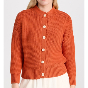 Cárdigan informal personalizado bordado de punto Varsity Cardigan suéter hombres prendas de punto uniforme Jacquard cuello cárdigan de punto - Product Image 1