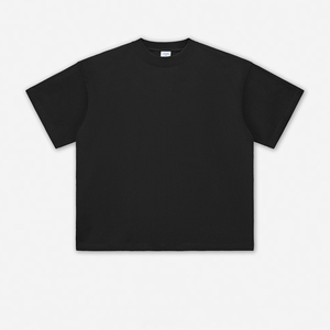 เสื้อยืดขนาดใหญ่สำหรับผู้ชาย350 GSM สีดำพิมพ์ลายสกรีนโลโก้ตามสั่ง100% ผ้าคอตตอนเนื้อละเอียดมีตัวอักษร - Product Image 2