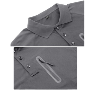 Camisetas Polo Deportivas de Manga Larga para Hombre, 100% Algodón, Transpirables, con Bolsillo con Cremallera, Estampado de Punto, Ajuste Regular, Premium, 220g - Product Image 5