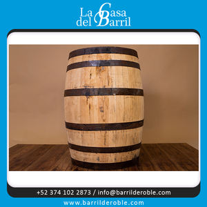 Barril de Madera Marrón de 200L Rehabilitado, Estilo Vintage, Borde Negro, Acabado Lacado, Hecho a Mano, para Cerveza, Tequila, La Casa Del Barril - Product Image 6