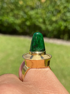 Pointed Cone Nephrite <b>Jade</b> <b>Ring</b> 6 Carat Nephrite Green <b>Jade</b> in Solid 18k Yellow Gold Vintage <b>Ring</b> for Men's Fashion Jewelry - Product Image 3