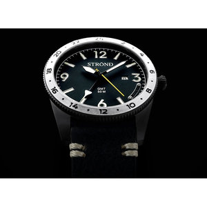 SSC-101 Orologio Sportivo di Lusso Tutto Nero, Ghiera in Acciaio, GMT 24h, Cinturino in Nylon e Pelle, Quadrante Luminoso da Sub, Funzione Calendario, Acciaio Inossidabile - Product Image 6