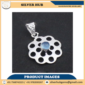 Nuevo colgante de plata de ley sólida hecho a mano, proveedor de joyería, colgante de plata de piedras preciosas de Calcedonia de forma redonda para regalo de cumpleaños - Product Image 2