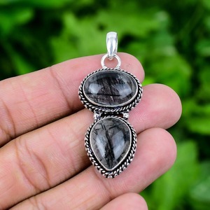 925จี้เงินแท้ทำด้วยมือสีดำรูไทล์สปินเนอร์เครื่องประดับดีไซเนอร์แฟชั่นคุณภาพสูงชุบทองของขวัญแต่งงานอินเทรนด์ - Product Image 2