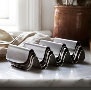 Soporte moderno para tacos de acero inoxidable con acabado elegante de color plateado pulido, ideal para un elegante juego de exhibición de hotel y buffet de 4 - Product Image 2