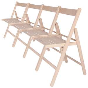 WELL HOME FURNITURE & DECORATION Set di 4 Sedie da Giardino in Legno di Faggio Non Verniciato Design BAS - Product Image 1