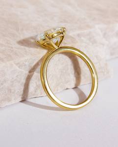 10x7mm Oval Cut Moissanite Engagement <b>Ring</b> | Horizontal <b>Solitaire</b> Bridal Wedding <b>Ring</b> | 18K Gold Plated Sterling <b>Ring</b> - Product Image 3