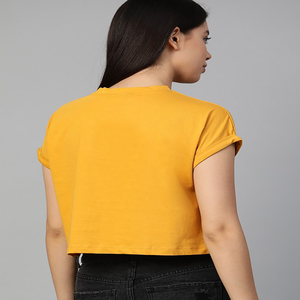 Nueva Camiseta de cuello redondo de tendencia personalizada para mujer de manga corta Mini longitud Streetwear mujer Top tela de alta calidad - Product Image 2