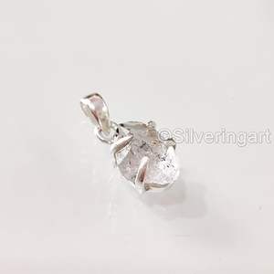 Pendentif pour femme en diamant de Herkimer naturel brut, pierre précieuse brute, pendentif fait main pour Noël, bijoux en argent sterling 925 - Product Image 4