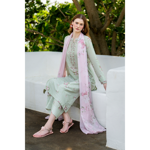 เสื้อชีฟองพิมพ์ลายดิจิทัล IZNIK-3PC พร้อมผ้าคลุมไหล่ผ้าไหมและกางเกงขายาว ลายพิมพ์ BIC-035 - Product Image 5