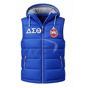 Gilet matelassé Delta Sigma Theta Sorority avec broderie personnalisée de lettres grecques, bleu royal, à capuche, tricoté, imperméable et coupe-vent pour homme - Product Image 2