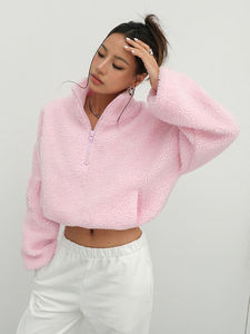 Sweat Jogger pantalons empilés ensemble de survêtement survêtement personnalisé imprimé bouffant haut court à capuche - Product Image 4