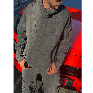 Survêtements en tissu avec logo personnalisé du fabricant, ensembles de deux pièces pour hommes, ensembles de sweat-shirts à capuche, survêtements - Product Image 2