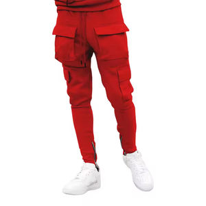 Pantalones Cargo Gruesos para Hombre al por Mayor, Estilo Casual de Lona con Bloques de Color, Cintura y Tobillos Elásticos, Diseño Apilado Liso - Product Image 1