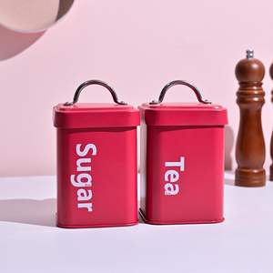 Metal tea sugar <b>canister</b> <b>set</b> Kitchen storage container <b>set</b> Black metal <b>canister</b> with lid Tea coffee sugar container - Product Image 3