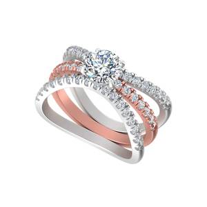 Designer Halo Lab-Grown Diamond <b>Ring</b> 14K/18K Rose Yellow White Gold <b>Rhodium</b> Contemporary Engagement Fine Wedding Gift <b>Rings</b> - Product Image 1