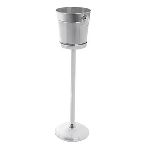 Cubo de hielo de champán de aluminio sólido, enfriador de vino con acabado de textura plateada con base de soporte de asa, Enfriador de cerveza para hoteles - Product Image 5