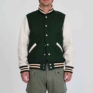 Chaqueta de béisbol Vintage de diseño personalizado para ropa universitaria Chaqueta informal de hombre con bordado de chenilla con mangas de cuero de invierno - Product Image 4