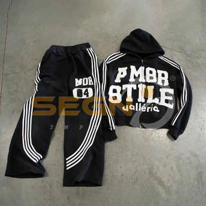 2025 Unisex personalizado de alta calidad transpirable de gran tamaño Puff estampado chándal 100% algodón Casual ropa de invierno de talla grande patrón sólido - Product Image 3