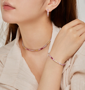 Pulsera de tenis de lujo con corte princesa, colorida y radiante, de plata de ley 925 con moissanita, estilo Hip Hop - Product Image 5