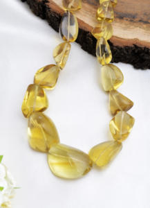 สร้อยคอหินธรรมชาติ ฮันนี่ควอตซ์ ทรงกลม 16 นิ้ว 1 เส้น คุณภาพสูง - Product Image 3