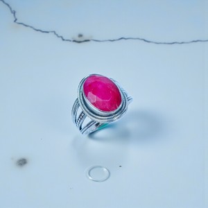 แหวนเงินแท้ 925 ประดับพลอยทับทิม แหวนเงินคุณภาพดี ขายส่งเครื่องประดับเงิน - Product Image 2
