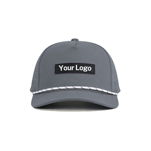 OEM Lightweight Sun Protection Golf <b>Hats</b> 5 Panel Laser Perforated Custom Rubber PVC Patch Logo Custom Embroidery Logo Rope <b>Cap</b> - Product Image 1