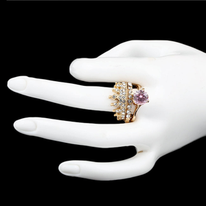 Anillo de Mujer con Piedras Decorativas - Dorado - Rosa - Product Image 2