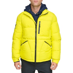 Reflective Glow Safety Night Flash High Visibility Quilted Jacket with Stand Collar and Front Logo Hooded Men's Winter Padded - Product Image 1