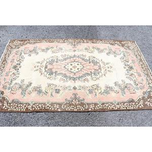 Tapis turc 4x6,8 pieds, tapis en laine Ikat marron - Product Image 2