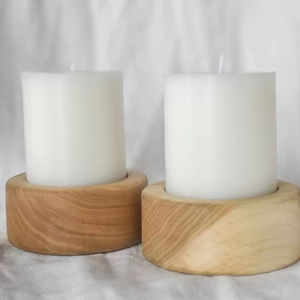 Ensemble de bougeoirs en bois d'acacia artisanal, vente chaude, design minimaliste moderne, pour table et accents d'intérieur - Product Image 1