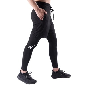 Vente chaude Leggings pour hommes vêtements de sport Vente en gros Vêtements de sport 2 pièces pour hommes fitness couleur unie Vêtements de sport collants - Product Image 3
