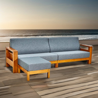 Canapé modulaire simple et moderne à une place, durable, confortable, en bois de teck et tissu, élégant pour le salon