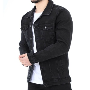 Black <b>Denim</b> Jackets Casual Streetwear Slim Fit Urban Fashion Cotton Trucker <b>Coat</b> Everyday Wardrobe Men's Custom Bulk Price <b>Coats</b> - Product Image 2