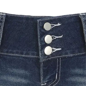 Pantalones cortos de mezclilla de tiro bajo para mujer azul algodón 100% de alta calidad, pantalones cortos de mezclilla para mujer, estilo informal, pantalones cortos ecológicos - Product Image 4